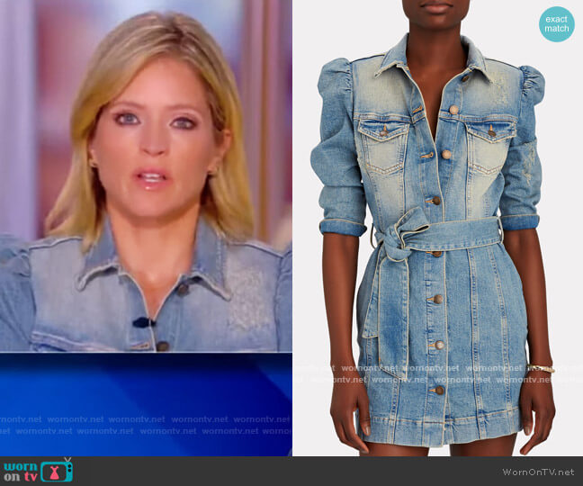 Retrofete Lema Puff Sleeve Denim Dress worn by Sara Haines on The View