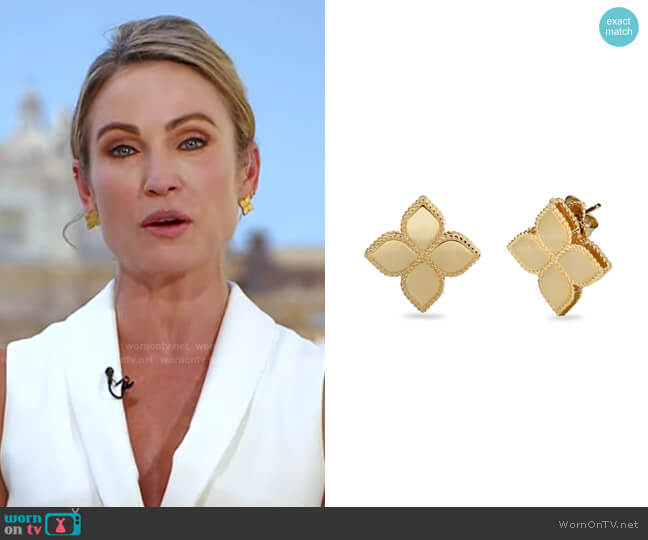 Roberto Coin Princess Flower Stud Earrings worn by Amy Robach on Good Morning America
