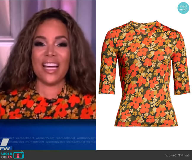Rosetta Getty Abstract Floral-Print T-Shirt worn by Sunny Hostin on The View