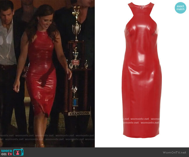 Saint Laurent Latex midi dress worn by Katie Thurston on The Bachelorette