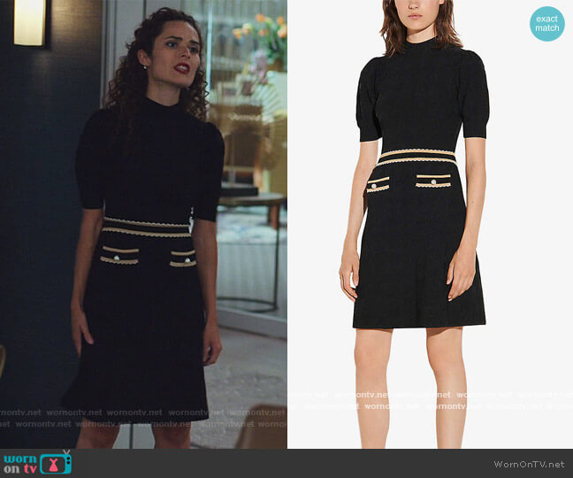 Sandro Meryle braided-trim tweed dress