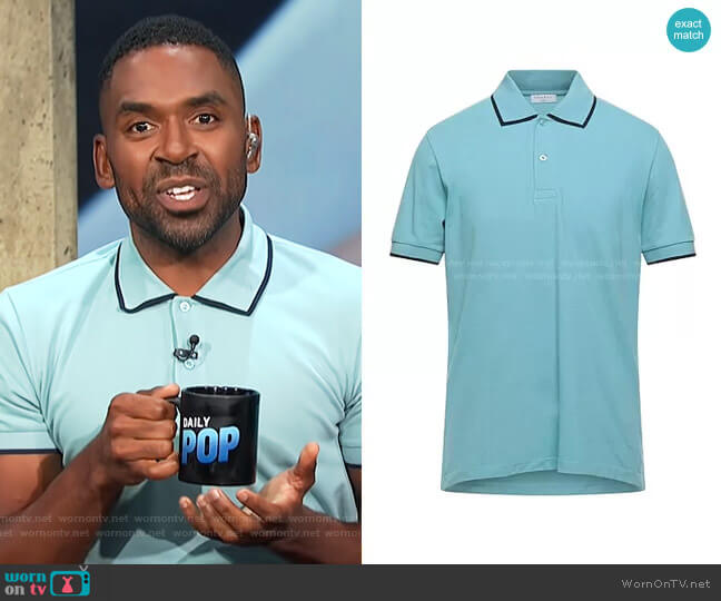 Sandro Contrast Trim Short Sleeved Polo Shirt worn by Justin Sylvester on E! News