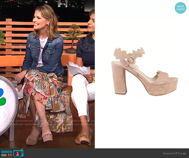 Prada Scalloped Suede Platform Sandal worn by Savannah Guthrie on Today