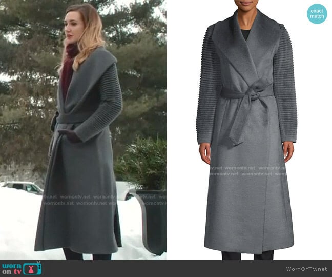 Sentaler Alpaca Shawl Collar Wrap Coat worn by Joy Harper (Katherine Barrell) on Good Witch