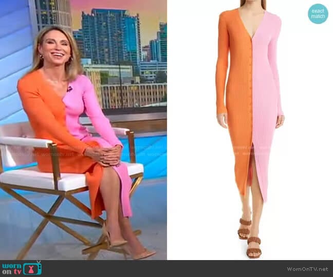 Staud Shoko Colorblock Sweater worn by Amy Robach on Good Morning America