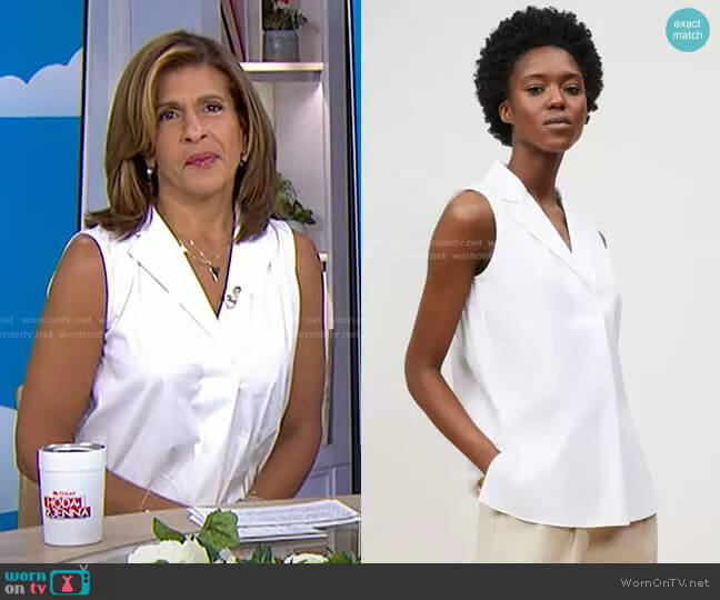 Lafayette 148 New York Siona Sleeveless Collared Shirt worn by Hoda Kotb on Today