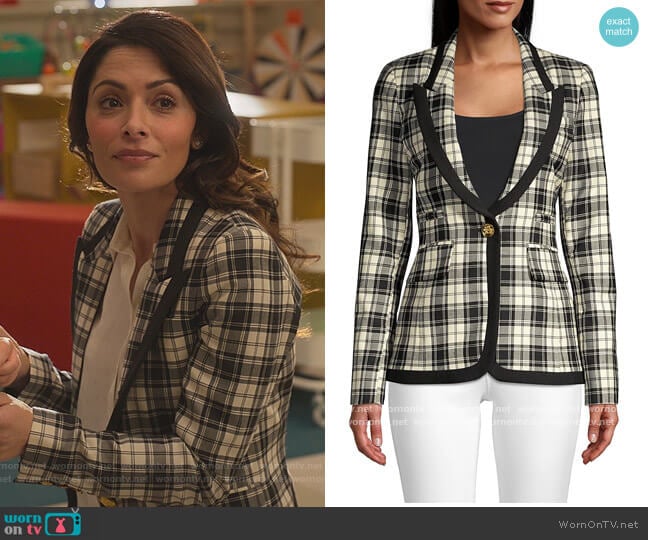 Smythe Plaid Wool Blazer worn by Billie Connelly (Sara Shari) on Sex/Life