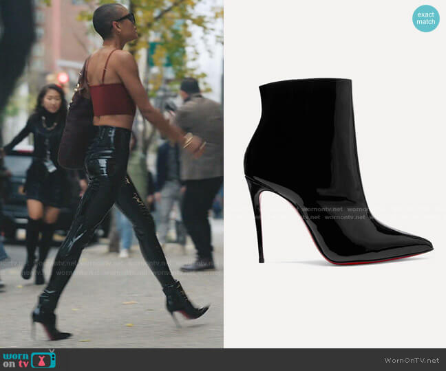 Christian Louboutin So Kate Booty Patent-Leather Ankle Boots worn by Julien Calloway (Jordan Alexander) on Gossip Girl