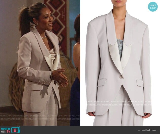 Stella McCartney Aya Wool Twill Tailored Jacket worn by Tayshia Adams on The Bachelorette