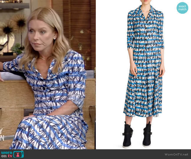 Prada Striped Banana Midi Dress worn by Kelly Ripa on Live with Kelly and Mark