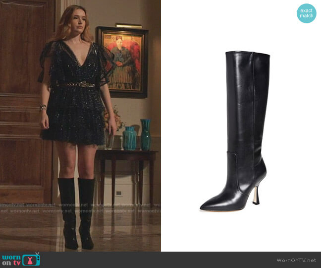 Stuart Weitzman Parton Knee High Boots worn by Kirby Anders (Maddison Brown) on Dynasty