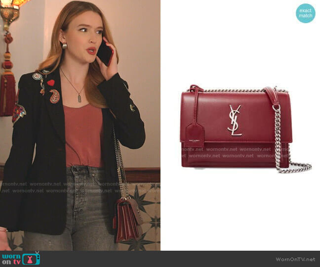 Saint Laurent Sunset Medium Leather Shoulder Bag worn by Kirby Anders (Maddison Brown) on Dynasty