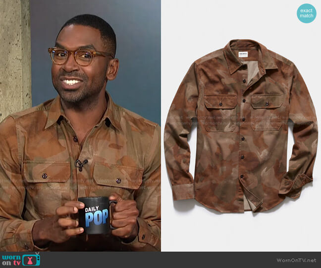 Todd Snyder Italian Two Pocket Utility Shirt worn by Justin Sylvester on E! News