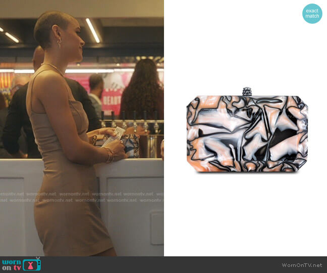 Tyler Ellis Lily Marbled Clutch Bag worn by Julien Calloway (Jordan Alexander) on Gossip Girl