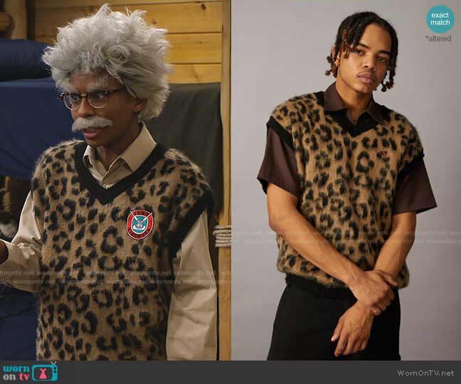 Iets Frans Leopard Print Sweater Vest worn by Noah Lambert (Israel Johnson) on Bunkd