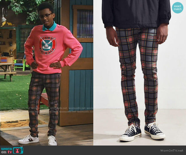 Urban Outfitters Tartan Skinny Pants worn by Noah Lambert (Israel Johnson) on Bunkd