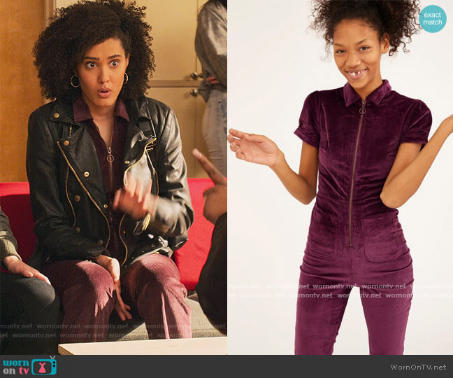 Urban Outfitters Clark Corduroy Zip-Front Coverall worn by Fabiola Torres (Lee Rodriguez) on Never Have I Ever