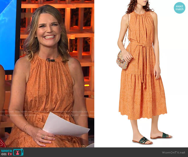 Vanessa Bruno Roema Embroidered Midi Dress worn by Savannah Guthrie on Today