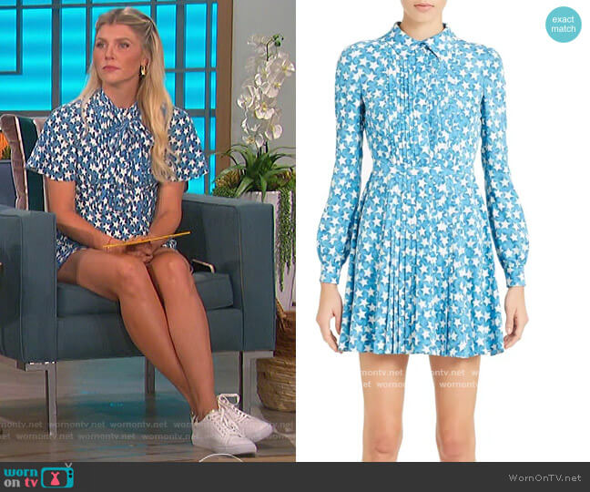 Valentino Star Print Long Sleeve Silk Dress worn by Amanda Kloots on The Talk