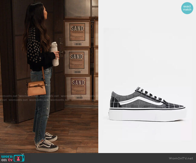 Vans Old Skool Platform Woven Check sneakers in multi worn by Carly Shay (Miranda Cosgrove) on iCarly