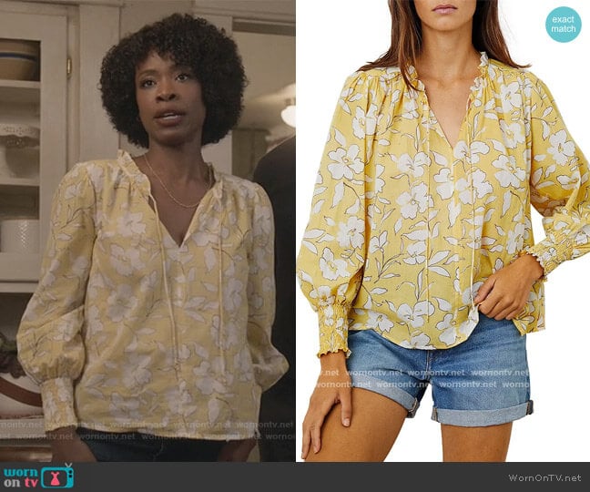 Velvet by Graham & Spencer Anissa Floral Print Peasant Top worn by Grace James (Karimah Westbrook) on All American
