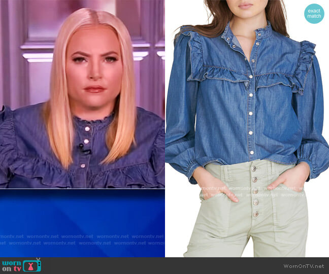 Veronica Beard Tes Button-Down Chambray Top worn by Meghan McCain on The View