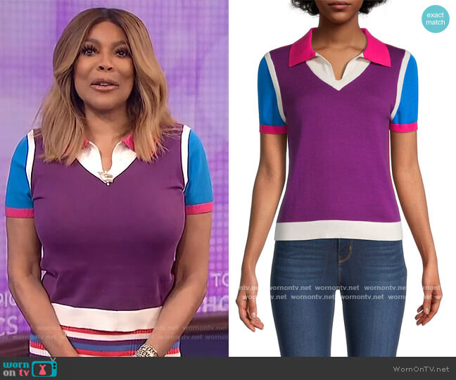 Victor Glemaud Colorblock Polo T-Shirt worn by Wendy Williams on The Wendy Williams Show