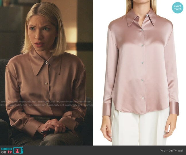 Vince Shaped Collar Silk Blouse worn by Kate Keller (Tavi Gevinson) on Gossip Girl