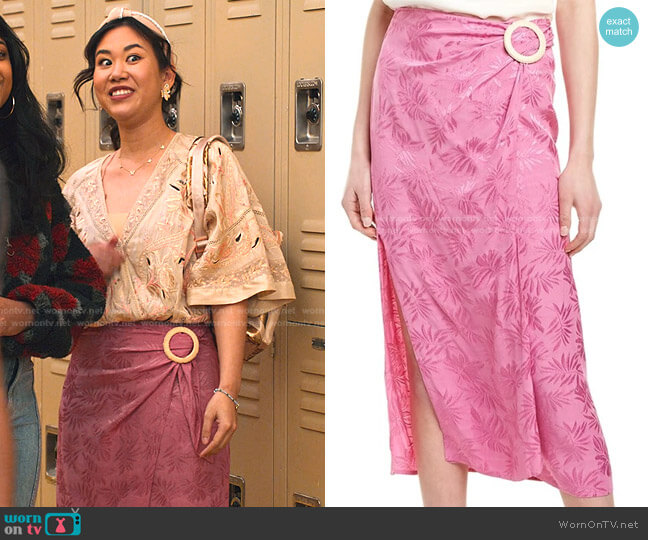WAYF Juno Wrap Midi Skirt worn by Eleanor Wong (Ramona Young) on Never Have I Ever