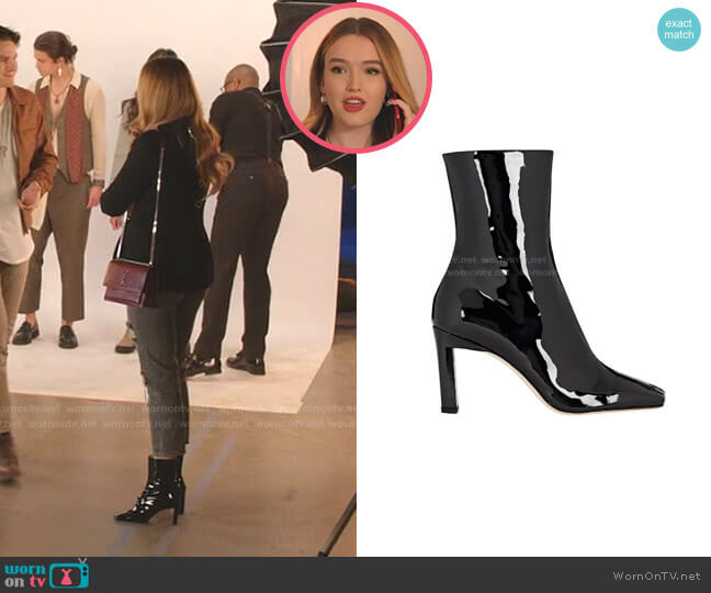 Wandler Isa Patent Leather Ankle Boots worn by Kirby Anders (Maddison Brown) on Dynasty