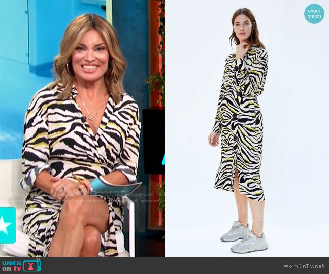 Zara Zebra Printed Dress worn by Kit Hoover on Access Hollywood