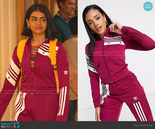 Adidas Danielle Cathari Track Jacket worn by Aneesa (Megan Suri) on Never Have I Ever
