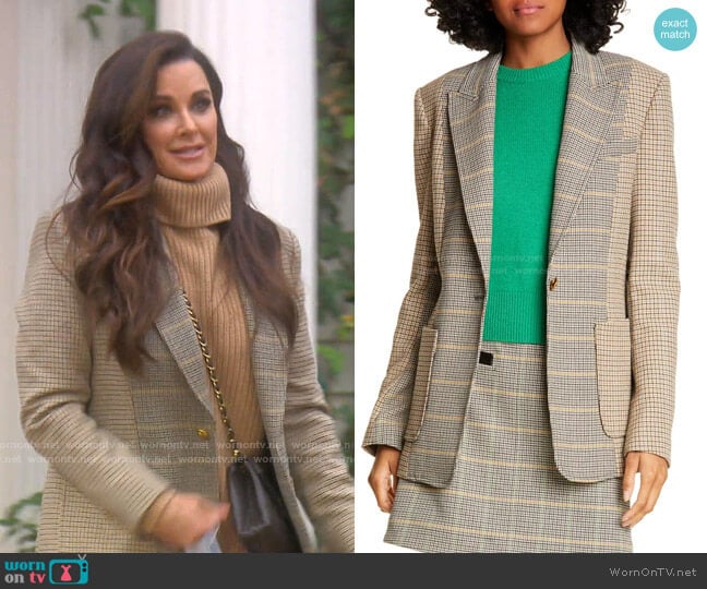 A.L.C. Martel Mixed Plaid Jacket worn by Kyle Richards on The Real Housewives of Beverly Hills