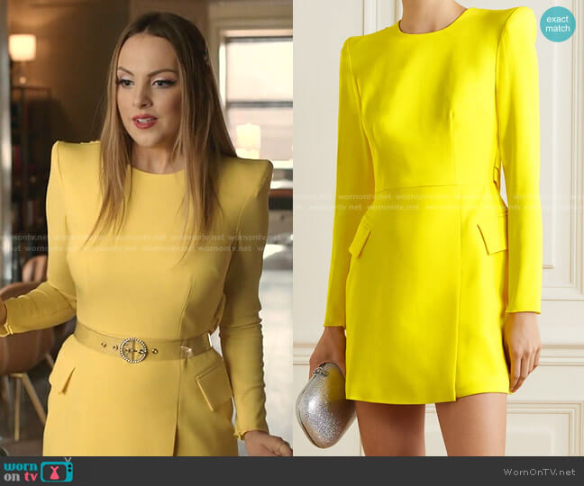 Alex Perry Rae Draped Mini Dress worn by Fallon Carrington (Elizabeth Gillies) on Dynasty