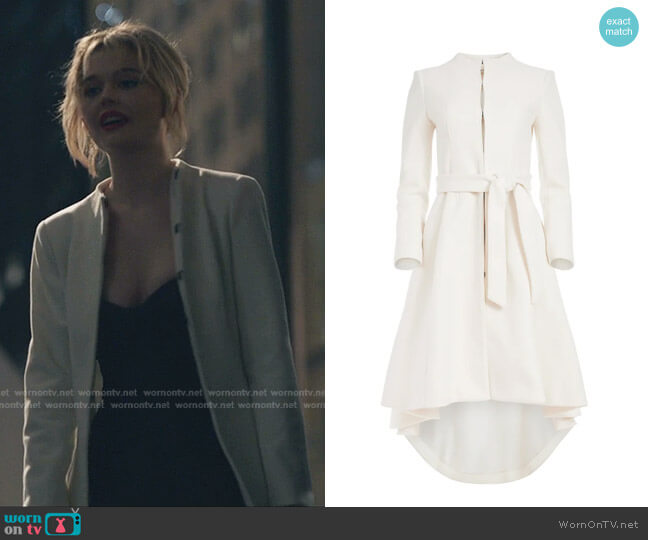 Alice + Olivia Bain Belted High Neck Coat worn by Audrey Hope (Emily Alyn Lind) on Gossip Girl