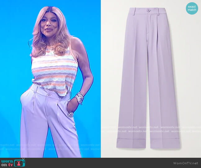 Alice + Olivia Tomasa wide-leg trousers worn by Wendy Williams on The Wendy Williams Show