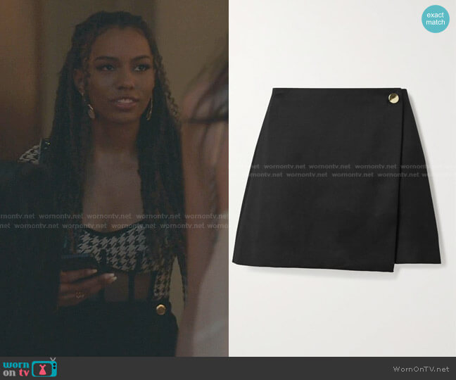 Alice + Olivia Renna Button-Wrap Miniskirt worn by Monet de Haan (Savannah Lee Smith) on Gossip Girl