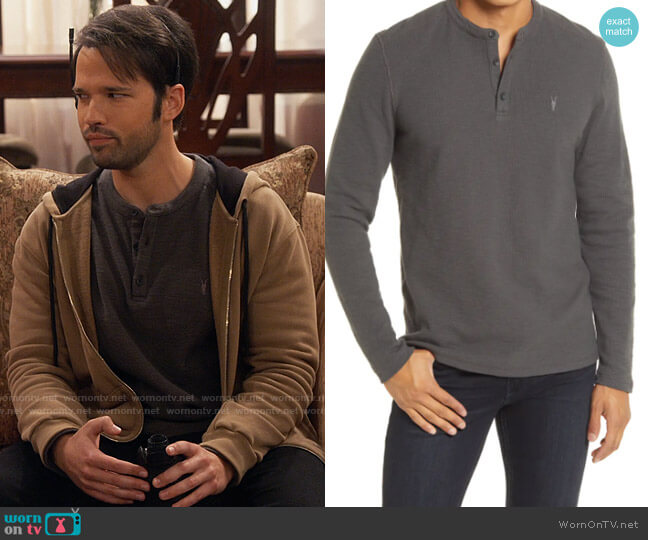 All Saints Muse Long Sleeve Thermal Henley worn by Freddie Benson (Nathan Kress) on iCarly