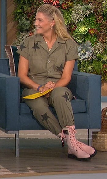 Amanda’s green star embroidered jumpsuit on The Talk
