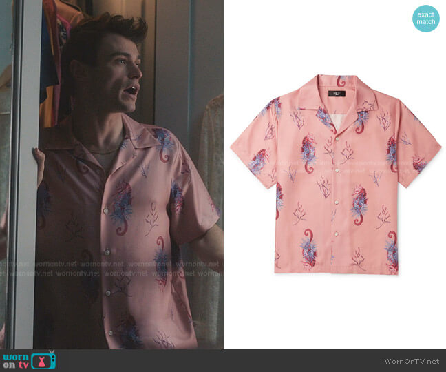 Amiri Camp-Collar Printed Silk-Twill Shirt worn by Maximus Wolfe (Thomas Doherty) on Gossip Girl
