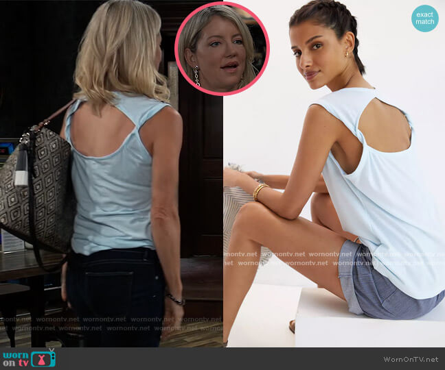 Anthropologie Twist-Back Tank worn by Nina Reeves (Cynthia Watros) on General Hospital