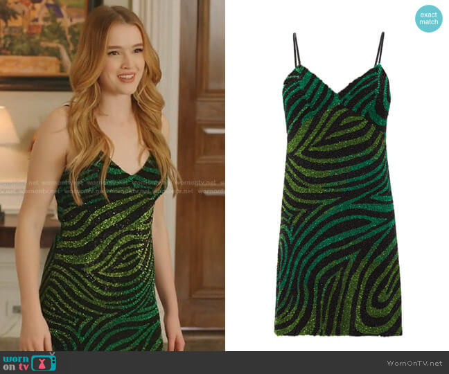 Ashish Zebra Sequinned Mini Dress worn by Kirby Anders (Maddison Brown) on Dynasty