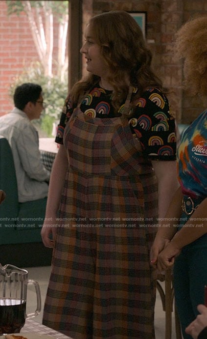 Ashlyn’s plaid overalls on High School Musical The Musical The Series