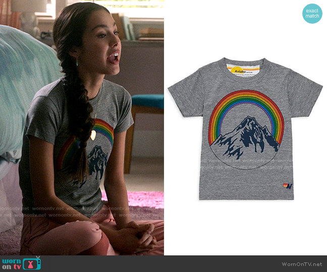 Aviator Nation Rainbow Moutain Tee worn by Nini (Olivia Rodrigo) on High School Musical The Musical The Series