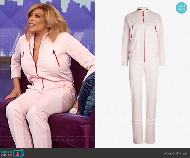 Ba&sh Cesar stretch-denim jumpsuit worn by Wendy Williams on The Wendy Williams Show