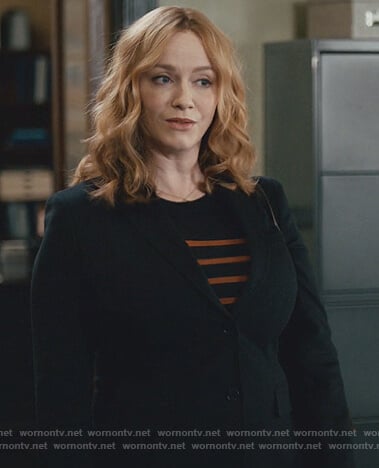 Beth’s black and orange striped sweater on Good Girls