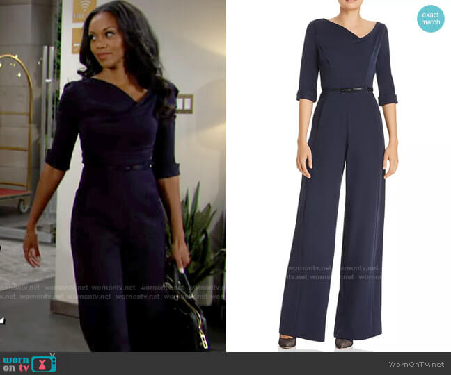 Black Halo Jackie Jumpsuit worn by Amanda Sinclair (Mishael Morgan) on The Young and the Restless