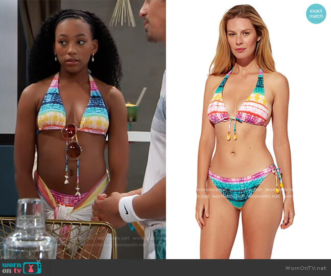 Bleu Rod Beattie Good Vibrations Tall Triangle Bikini Top worn by Trina (Sydney Mikayla) on General Hospital