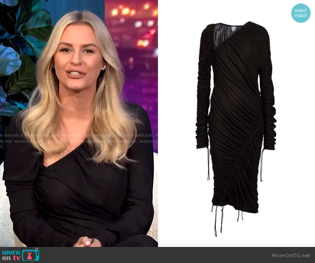 Bottega Veneta Draped Asymmetric Midi Dress worn by Morgan Stewart on E! News