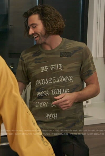 Brody’s camo ambassador tee on The Hills New Beginnings